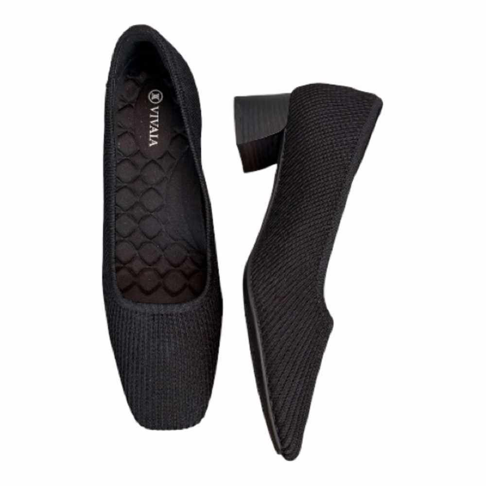 Vivaia Melody Pro Square Toe Chunky Heel Knit Pumps 11 Comfortable Work Shoes